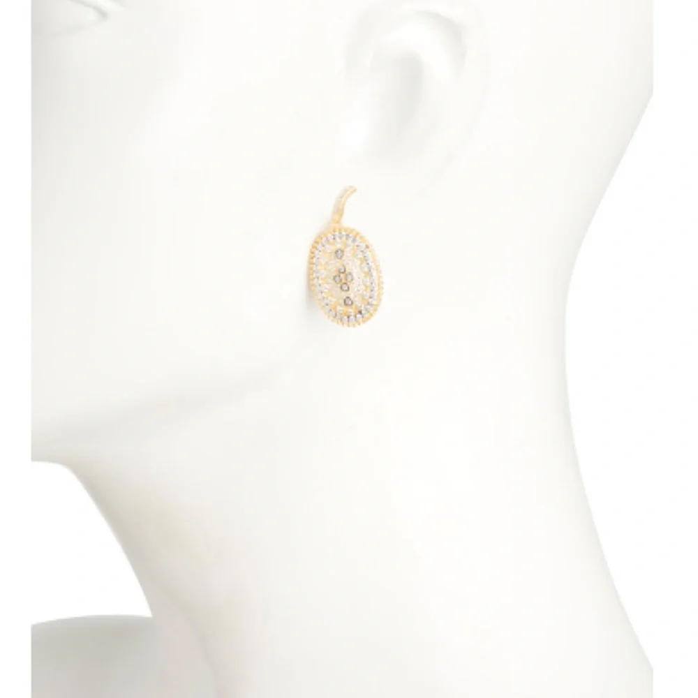 Freida Rothman 14Karat Gold Plated Sterling Silver Clover Shield Earings New - Picture 2 of 9